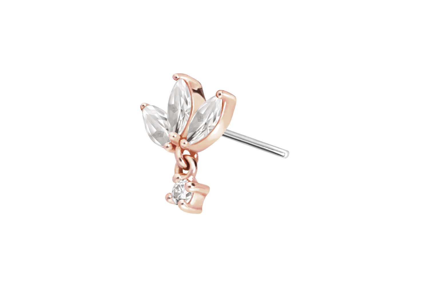 14 Karat Gold Aufsatz mit Titan Push Pin MOISSANIT-LOTUSBLÜTE